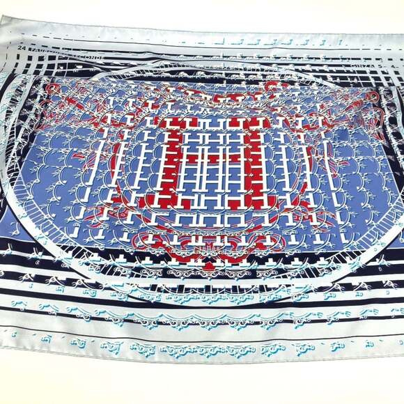 HERMES Authentic Blue Silk Scarf - Picture 7 of 11